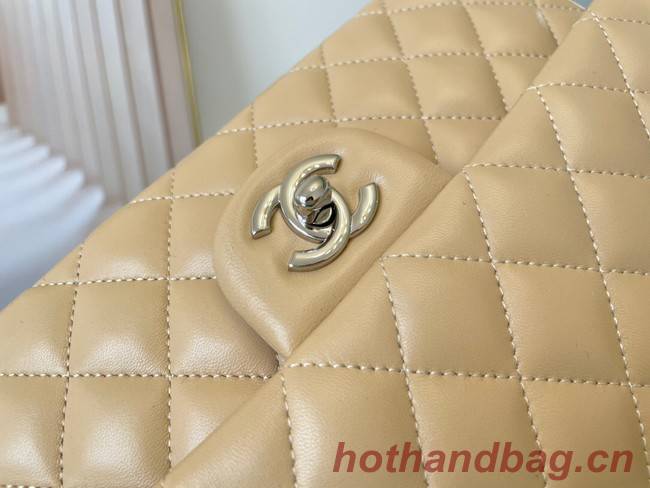 Chanel classic handbag Lambskin&silver Metal 01112 apricot