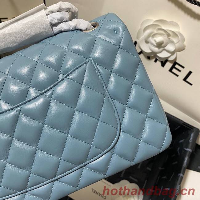 Chanel classic handbag Lambskin&silver Metal 01112 blue