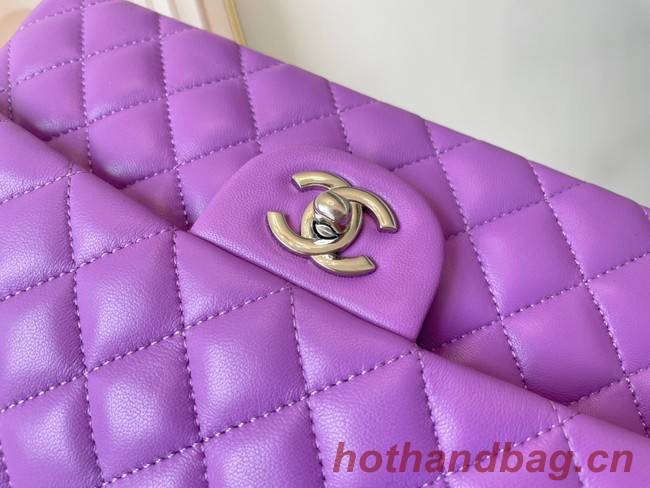 Chanel classic handbag Lambskin&silver Metal 01112 purple