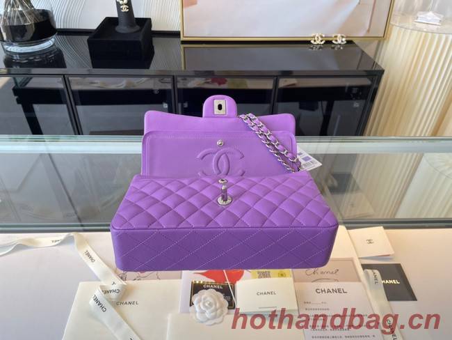 Chanel classic handbag Lambskin&silver Metal 01112 purple