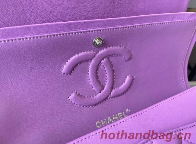 Chanel classic handbag Lambskin&silver Metal 01112 purple