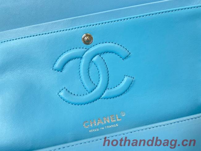 Chanel classic handbag Lambskin&silver Metal 01112 sky blue