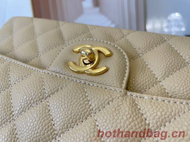 Chanel classic handbag Grained Calfskin&gold Metal 01112 apricot