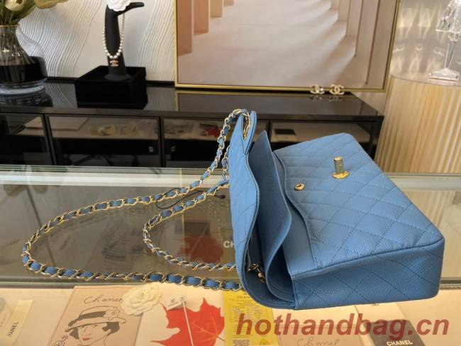 Chanel classic handbag Grained Calfskin&gold Metal 01112 sky blue