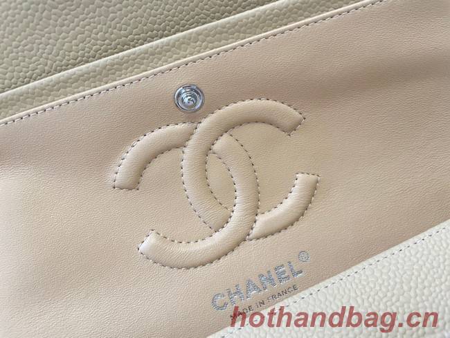 Chanel classic handbag Grained Calfskin&silver Metal 01112 apricot