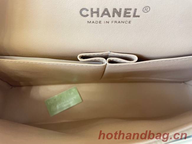 Chanel classic handbag Grained Calfskin&silver Metal 01112 apricot