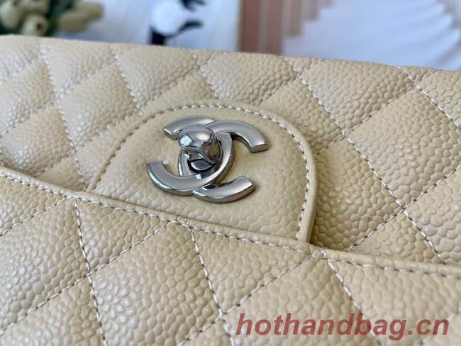 Chanel classic handbag Grained Calfskin&silver Metal 01112 apricot