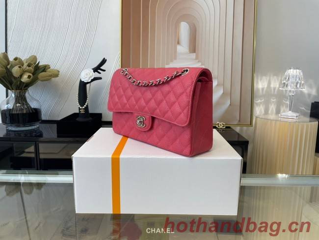 Chanel classic handbag Grained Calfskin&silver Metal 01112 red