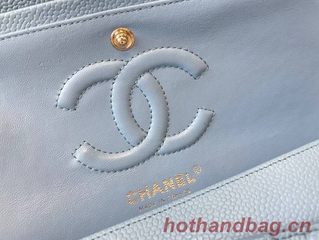 Chanel classic handbag Grained Calfskin&silver Metal 01112 sky blue