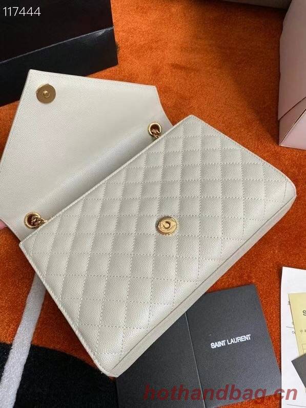 SAINT LAURENT ENVELOPE MEDIUM BAG IN MIX MATELASSe GRAIN DE POUDRE EMBOSSED LEATHER 600185 BLANC VINTAGE&GOLD