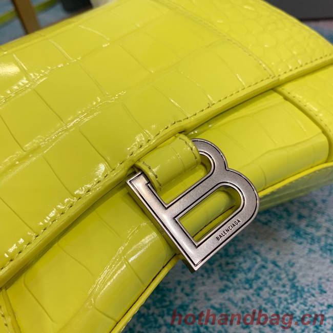 Balenciaga HOURGLASS SMALL TOP HANDLE BAG crocodile embossed calfskin B108895C yellow 