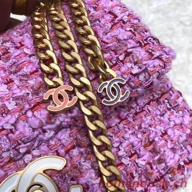 CHANEL Tweed Braided Calfskin & Gold-Tone Metal AS3113 plum