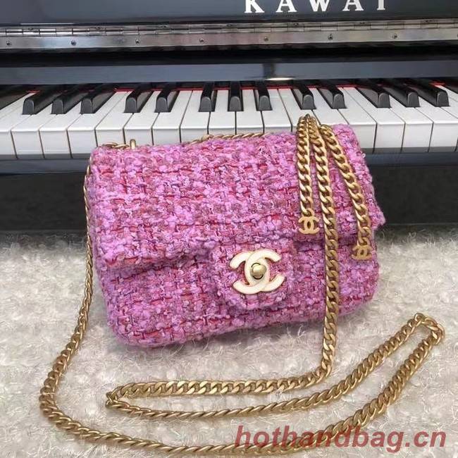 CHANEL Tweed Braided Calfskin & Gold-Tone Metal AS3113 plum