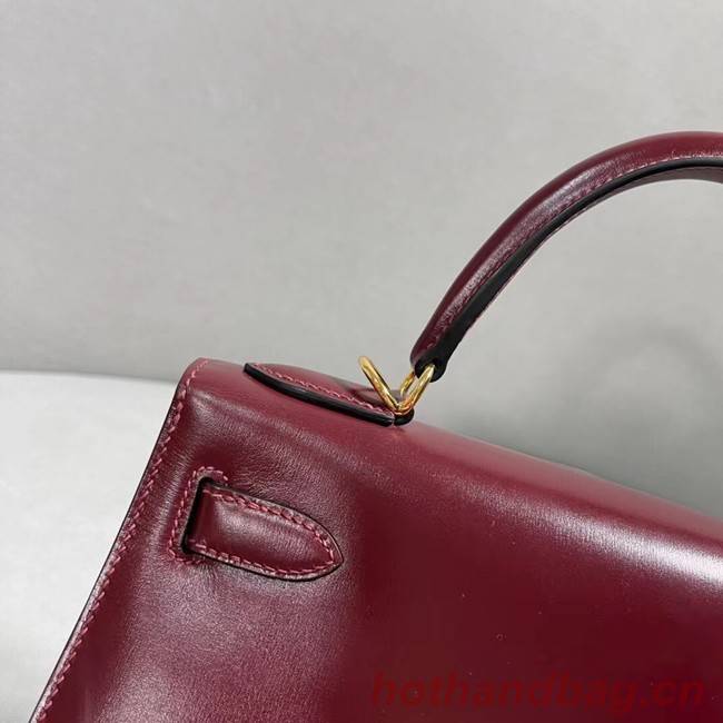 Hermes BOX Leather Bag KL28 Burgundy