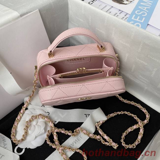 Chanel Grained Calfskin mini flap bag with top handle AS2431 pink