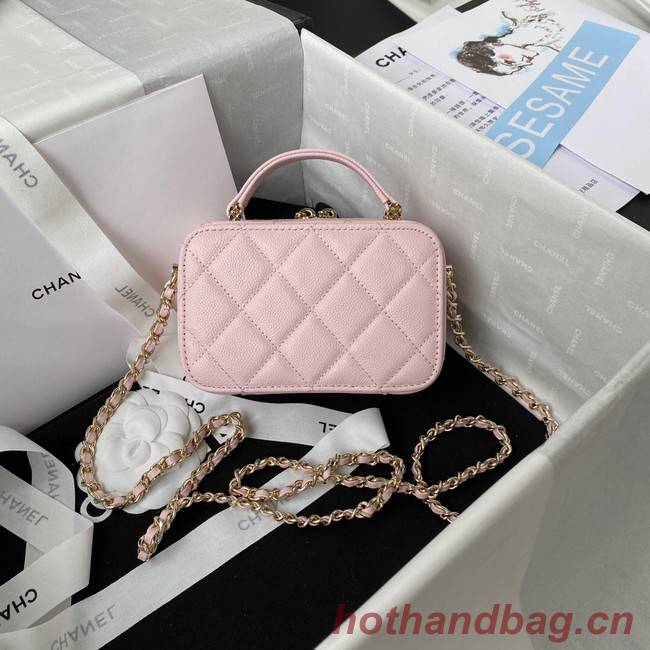 Chanel Grained Calfskin mini flap bag with top handle AS2431 pink