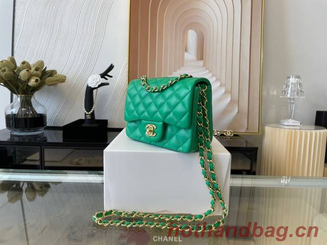 Chanel MINI Flap Bag Original Sheepskin Leather 1115 green