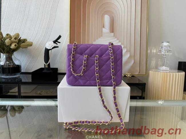 Chanel MINI Flap Bag Original Sheepskin Leather 1115 purple