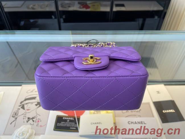 Chanel MINI Flap Bag Original Sheepskin Leather 1115 purple