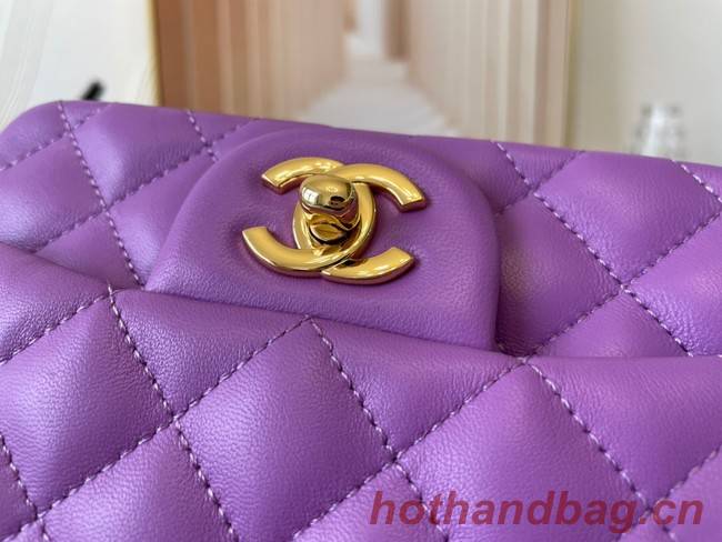 Chanel MINI Flap Bag Original Sheepskin Leather 1115 purple