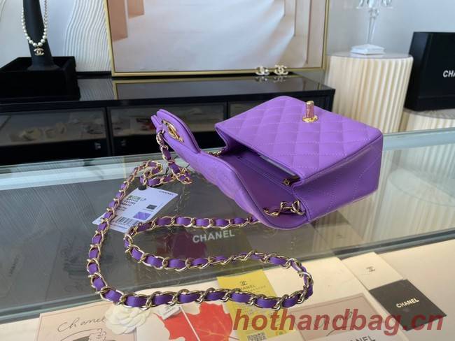 Chanel MINI Flap Bag Original Sheepskin Leather 1115 purple