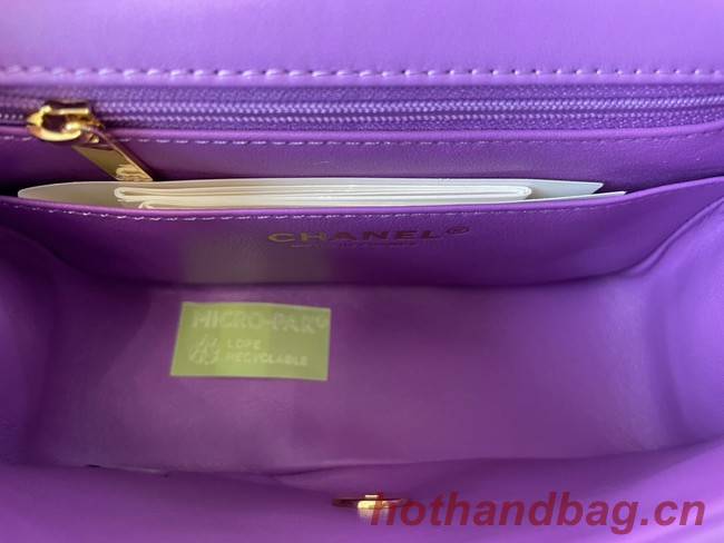 Chanel MINI Flap Bag Original Sheepskin Leather 1115 purple