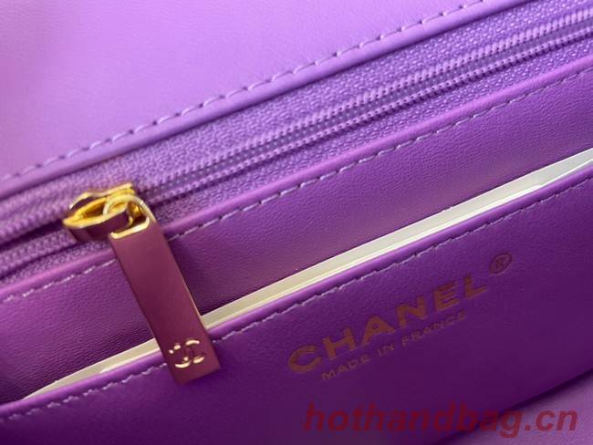 Chanel MINI Flap Bag Original Sheepskin Leather 1115 purple