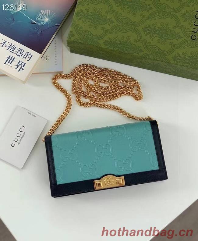 Gucci GG wallet with chain 676155 Light blue