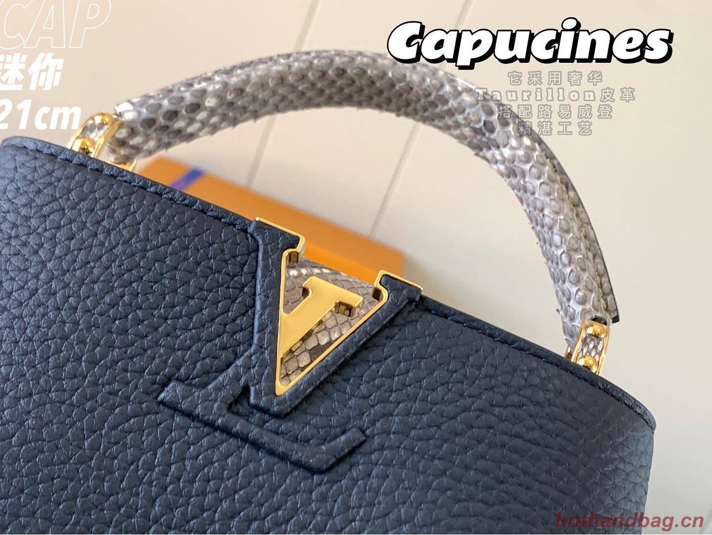 Louis Vuitton CAPUCINES PM Original Python Leather N80041 Navy