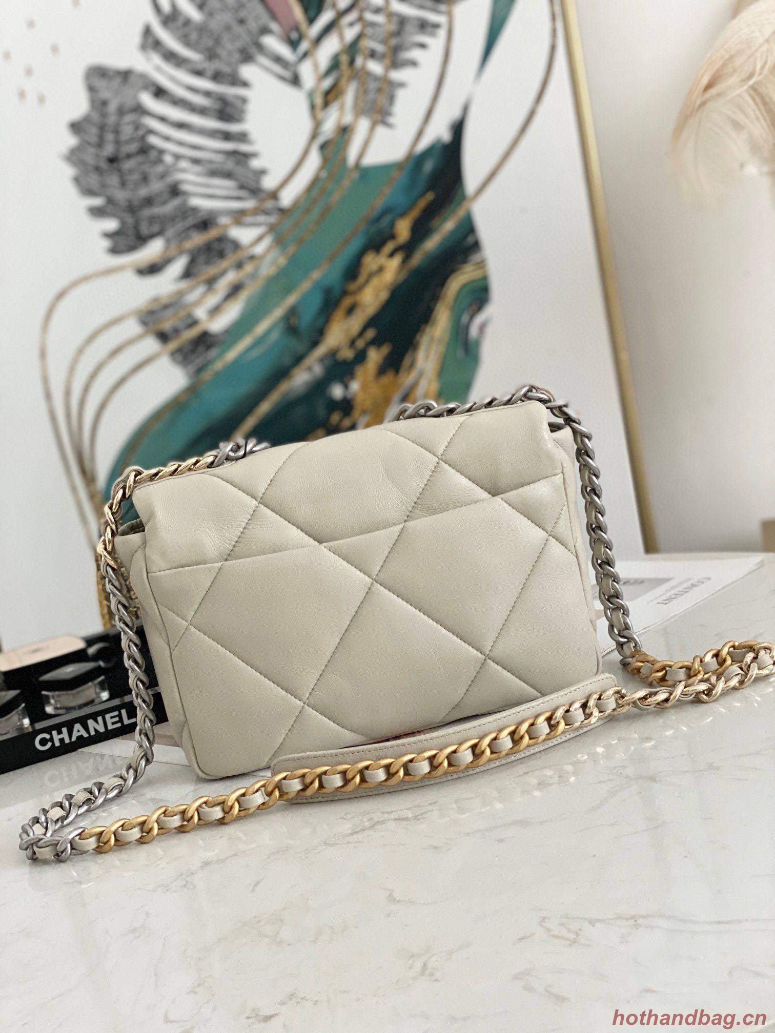 Chanel 19 flap bag AS1160 AS1161 AS1162 Off White Silver Hardware