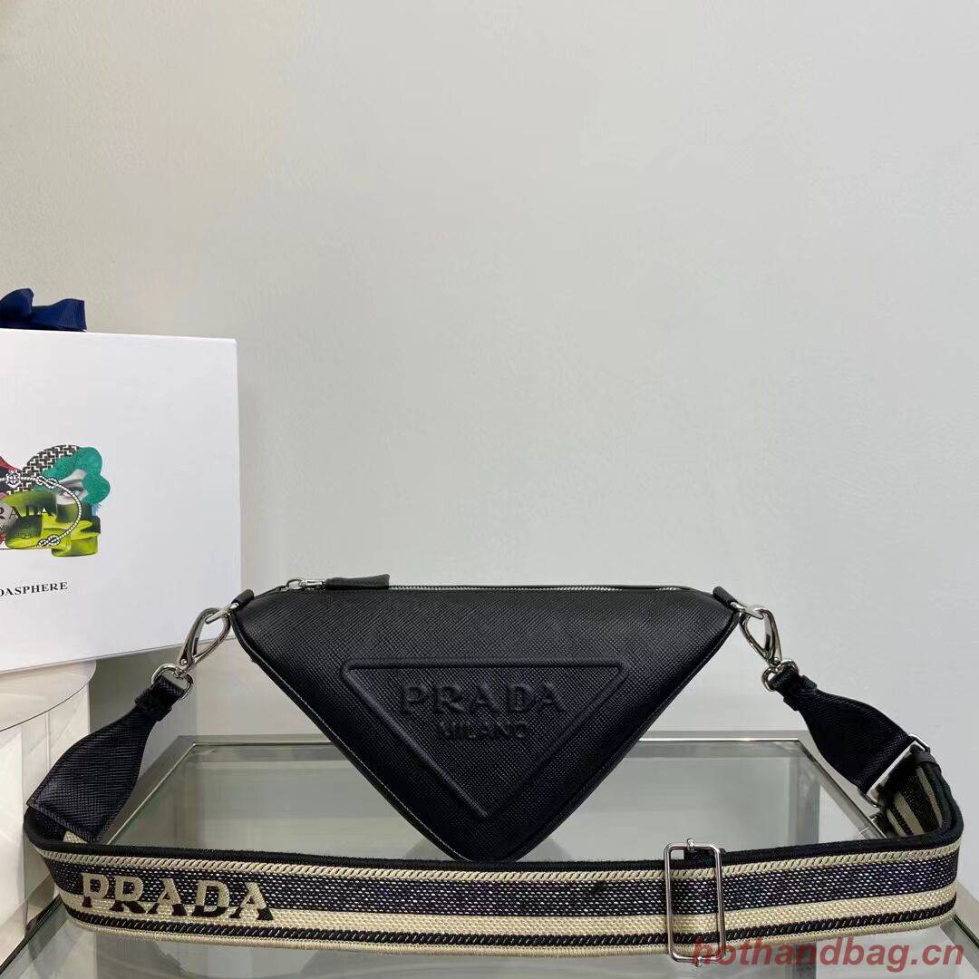 Prada Leather Triangle shoulder bag 2EV055 black