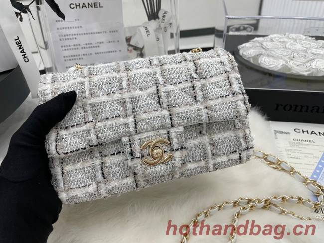 CHANEL Tweed Braided Sheepskin & Gold-Tone Metal AS01116-1 gray