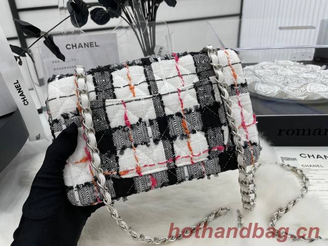 CHANEL Tweed Braided Sheepskin & Ruthenium-Tone Metal AS01116-2 black&white