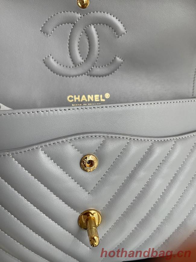 Chanel classic handbag Lambskin & gold Metal V01112 gray