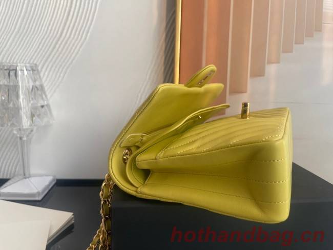 Chanel classic handbag Lambskin & gold Metal V01112 yellow