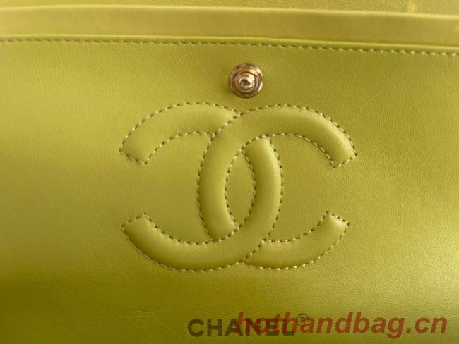 Chanel classic handbag Lambskin & gold Metal V01112 yellow