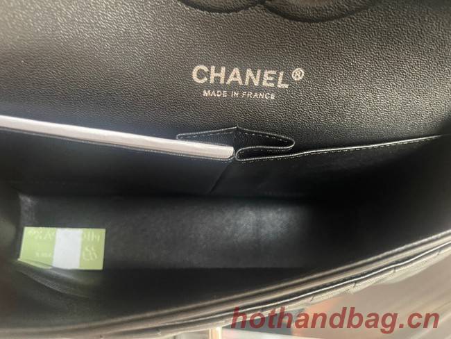 Chanel classic handbag Lambskin & silver Metal V01112 black