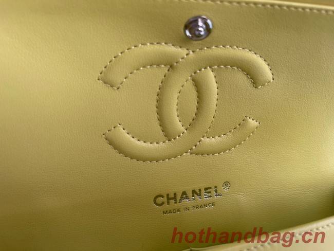 Chanel classic handbag Lambskin & silver Metal V01112 yellow