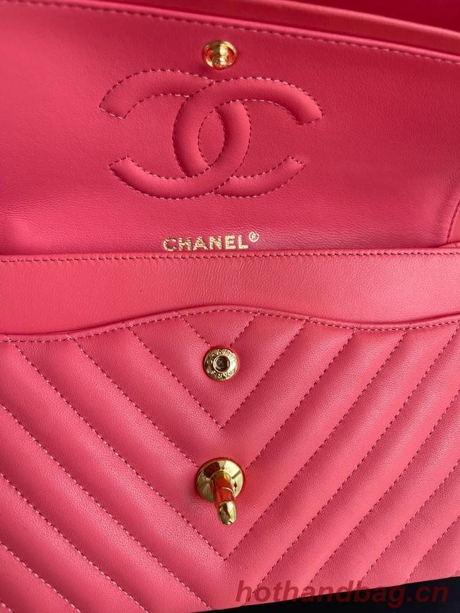 Chanel classic handbag Lambskin & gold Metal V01112 rose