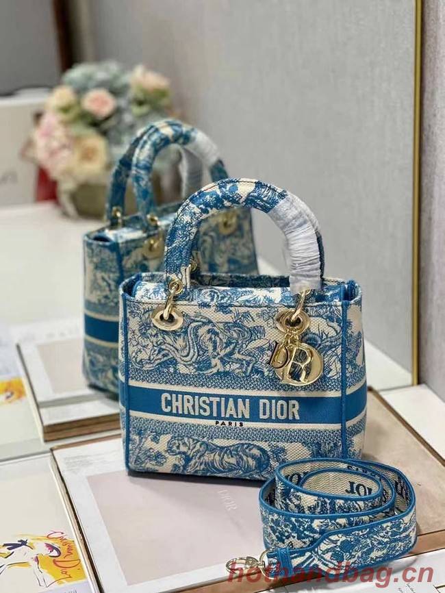 DIOR MEDIUM LADY D-LITE BAG Embroidery M0565OR blue