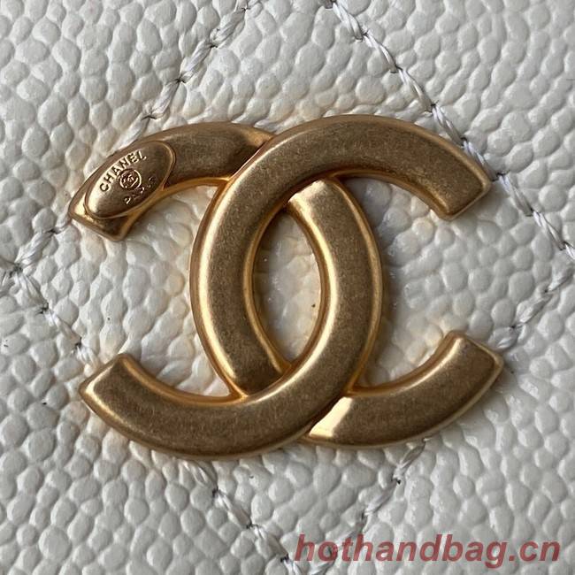 CHANEL HANDBAG Gold-Tone Metal AP2805 WHITE