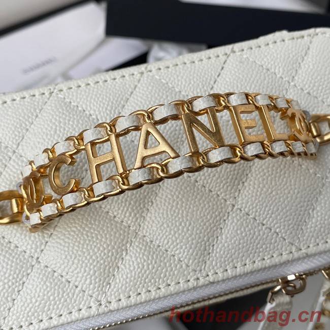 CHANEL HANDBAG Gold-Tone Metal AP2805 WHITE