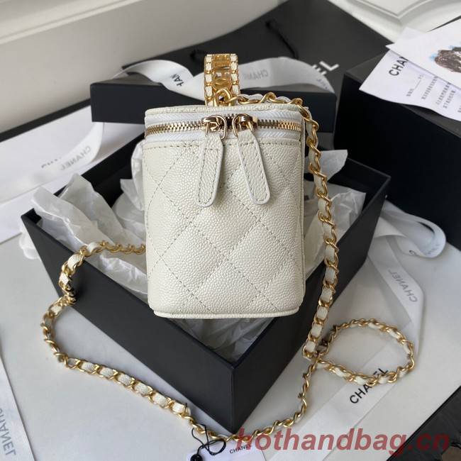 CHANEL HANDBAG Gold-Tone Metal AP2805 WHITE