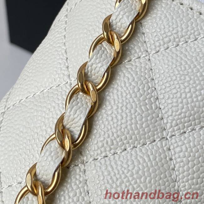 CHANEL HANDBAG Gold-Tone Metal AP2805 WHITE