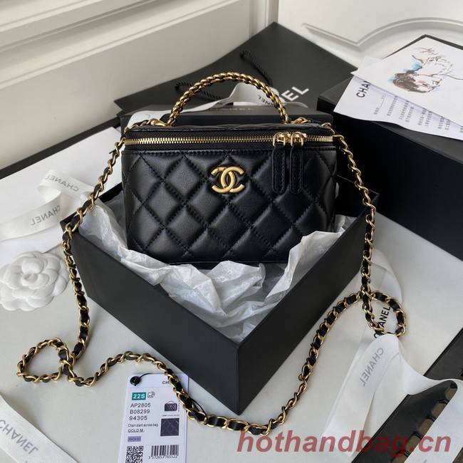 CHANEL HANDBAG Gold-Tone Metal AP2805 black