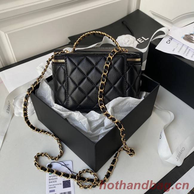 CHANEL HANDBAG Gold-Tone Metal AP2805 black