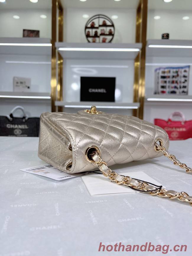 Chanel Flap Lambskin Shoulder Bag A01115 gold