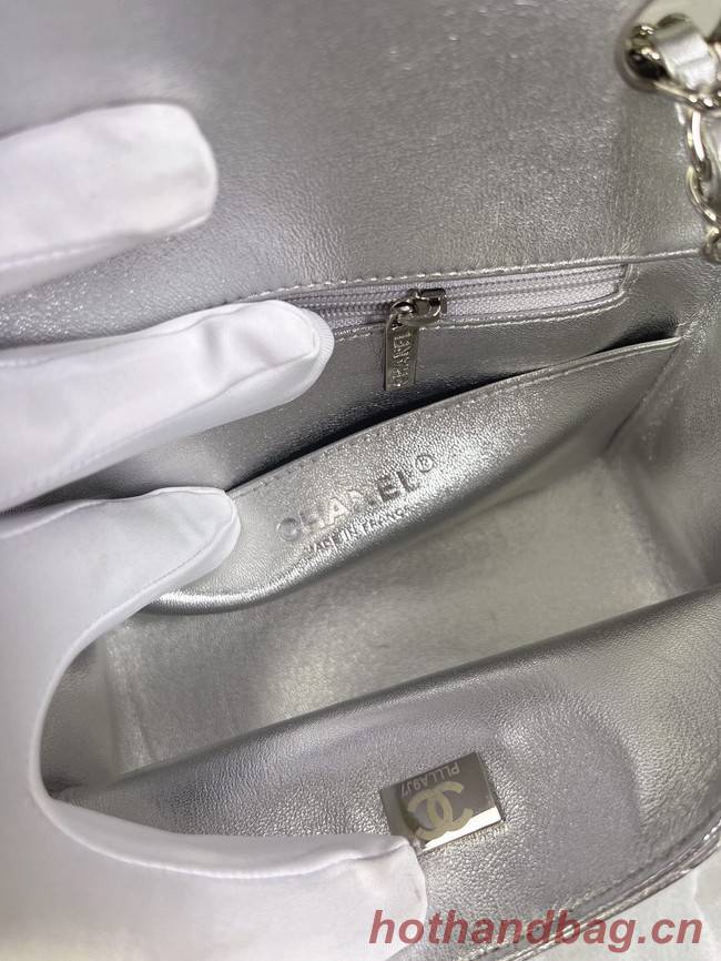 Chanel Flap Lambskin Shoulder Bag A01115 silver