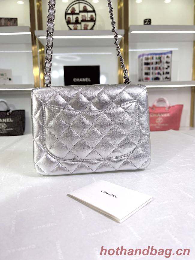 Chanel Flap Lambskin Shoulder Bag A01115 silver