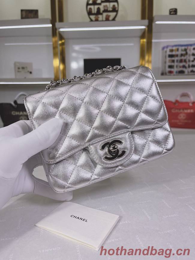 Chanel Flap Lambskin Shoulder Bag A01115 silver